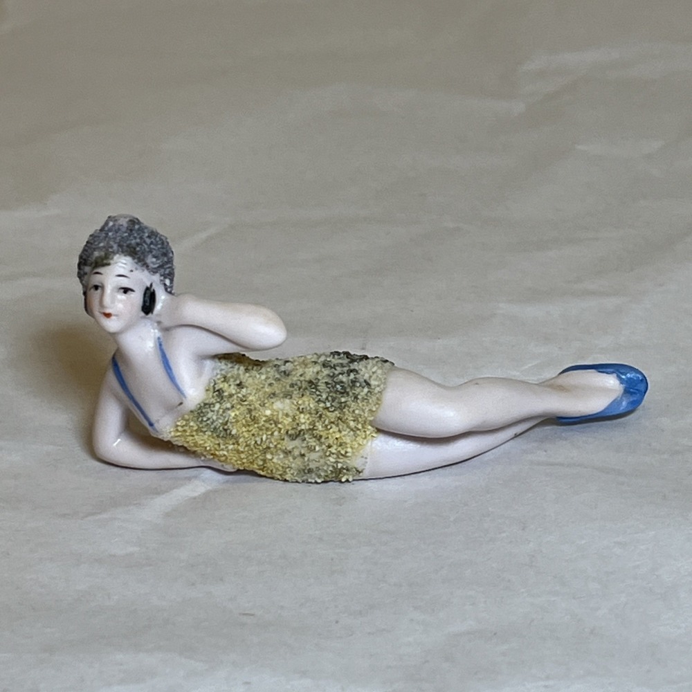 ANTIQUE ART DECO GERMAN BISQUE BATHING BEAUTY NUDE FIGURINE Vtg‎ 5684 Textured